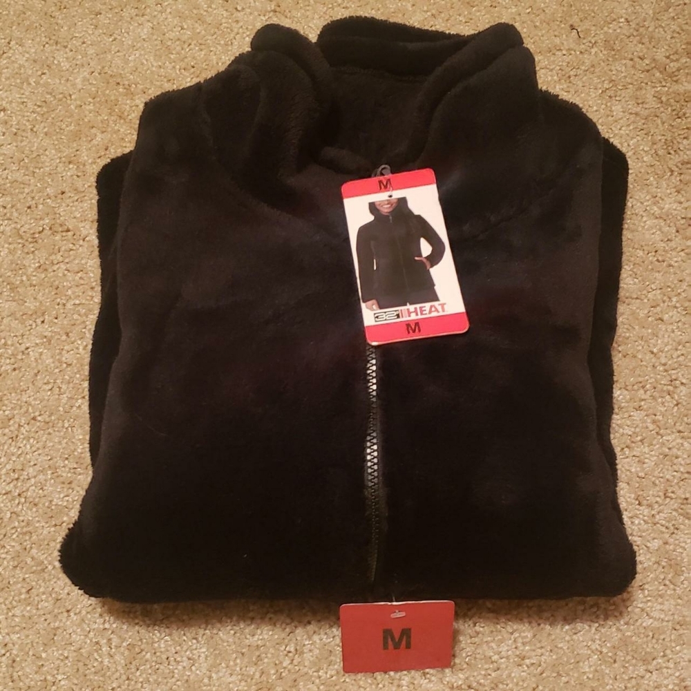 32 degree black plush zip jacket